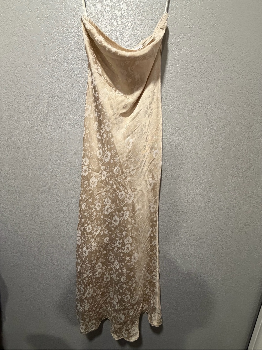 Princess Polly Champagne Floral Cowl Neck Maxi Slip Dress US 2